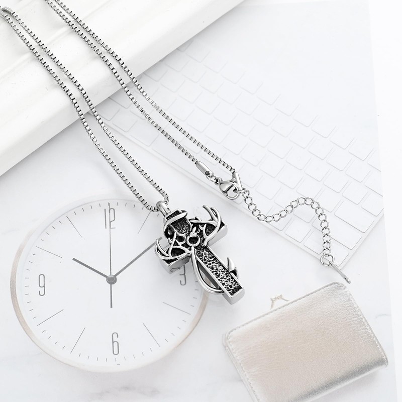 XSMZB Cross Cremation Jewelry Urn Necklace for Human Ashes Fish