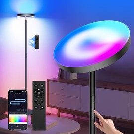 Caupel Dual-Side LED RGB Floor Lamp, 36W/3000LM Bright Standing Lamp with 16M RGB and 3-Color Adjustble, Remote & App Control, Anti-Tip Torchiere Tall Lamps for Living Room Bedroom Office Gaming Party