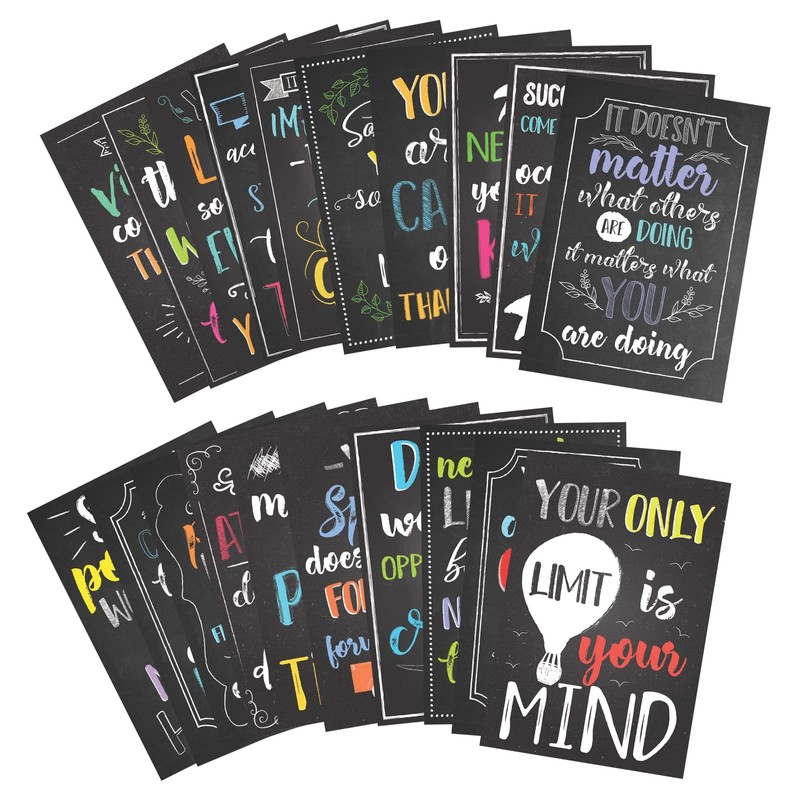 Juvale 20-Pack 13x19 in Motivational Classroom Posters - Chalkboard-Style Wall