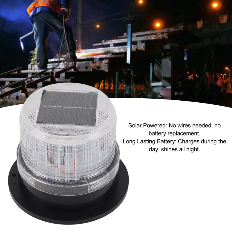 Solar Strobe Warning Safety Flashing Light Waterproof LED Emergency Warning