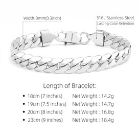 CaptainSteeL Cuban Bracelet for Men and Women, 7/7.5/8/9inch Stainless Steel Bracelet, Gold Plating/Stainless Steel Fashion Jewelry Bracelet, Holiday Gift with Flannel Bag