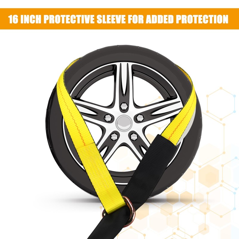 Wowangce 4 Pack Lasso Tow Truck Straps with D Ring