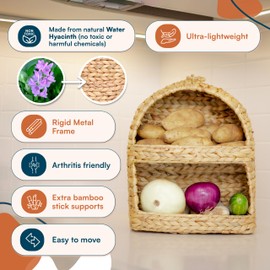 ERALEN Premium Potato and Onion Storage Bin – Versatile Storage for Potatoes and Onions, Garlic Container Storage, and More – Ideal for Housewarming Gift Baskets – Chic Kitchen Countertop Organizer