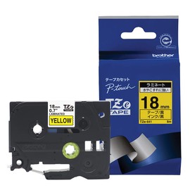 Brother Genuine Pea-Touch Laminating Tape TZe-641, Width 0.7 inches (18 mm) (Black Letter/Yellow)