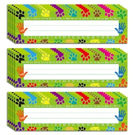 60Pcs Dog Paw Print Student Name Plates for Classroom, Cute Classroom Desk Name Tags Puppy Paw Student Nameplates for Back to School Kindergarten Preschool 1st 2nd 3rd Grade Teaching Supplies