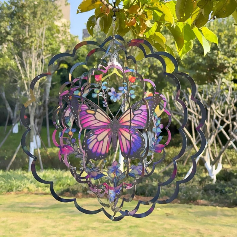 Butterfly Wind Spinners Metal Hanging Wind Spinner for Outdoor &