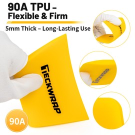 TECKWRAP 3-Piece Squeegee for Vinyl – TPU 90A Dual-Edge Scraper Tools for Car Wrap, Decal Application, DIY – Rectangle & Trapezoid Shapes (Yellow)