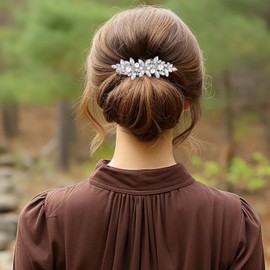 4 Pcs Rhinestone Hair Clips, Crystal Rhinestone Barrettes for Women Portable Hair Clips for Silver Hair Clips French Hair Pins for Women Sparkly Hair Clips for Wedding Party Everyday