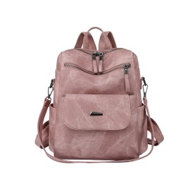 FSD.WG Women's Backpack A4 Compatible Lightweight Waterproof Commute School Stylish Adult Size Sense Mother's Bag Rucksack PU Leather Business Outing Travel, red, L