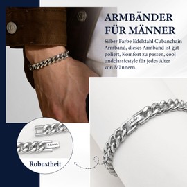 XUANPAI Men's Bracelet with Engraving Gifts for Men – Love Element An Meinen Schatz Cuban Bracelet Husband Gift I Love You Gifts for Husband Birthday Valentine's Day, Stainless Steel, No