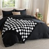Bedsure Queen Comforter Set with Checkered Throw Blanket for Couch