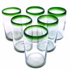 MexHandcraft Emerald Green Rim 14 oz Drinking Glasses (set of