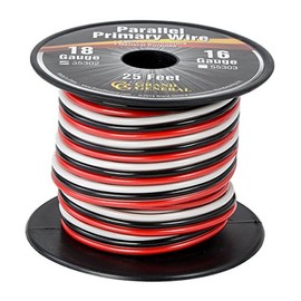 GG Grand General 55302 Parallel Primary 3-Wire 25ft Roll with Spool for trucks, automobile and more –Black, Red & White