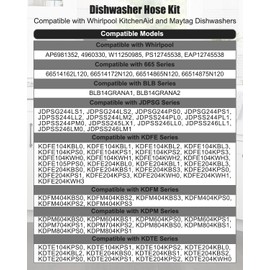 Dishwasher Hose Kit Part Compatible with Jenn Air Kenmore Kitchen Aid Maytag and Whirlpool Dishwashers Replace W11419334