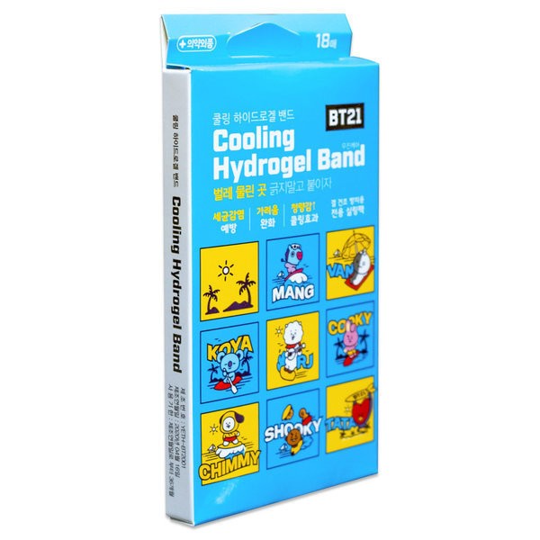 BT21 cooling hydrogel 18 sheets / BT21 쿨링 하이드로겔 18매