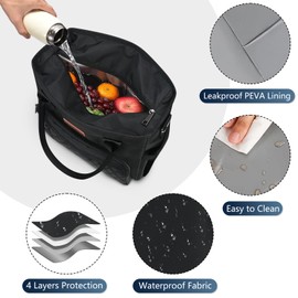 Lunch Bag Lunch Box Women - Leakproof Insulated Lunch Cooler Bag for Men Women - Large Lunch Tote Bags Adults, Black - MIYCOO