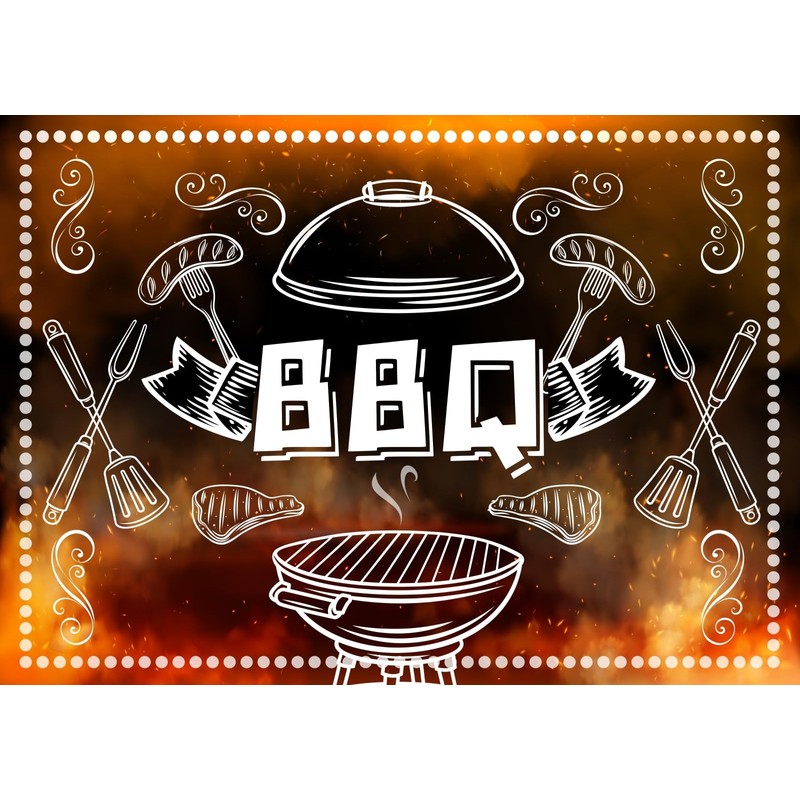 Loccor 5x4ft Fabric BBQ Backdrop Barbecue Tools with Flame Summer