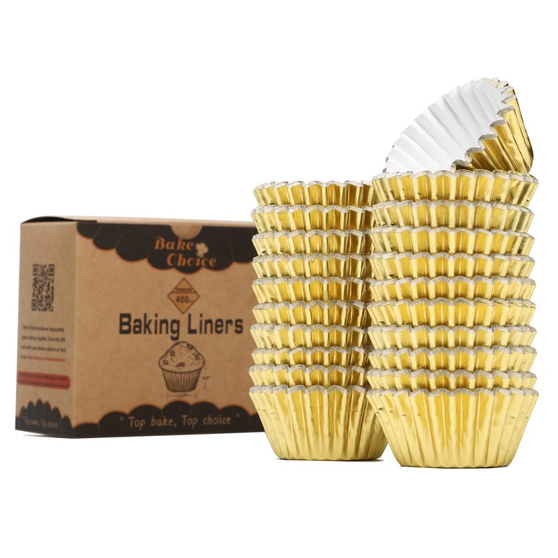 [Non-Stick]400pcs Gold Mini Cupcake Liners for Baking, Greaseproof Cupcake Liner,