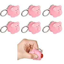 6 Count 2 Inch Rubber Naughty Pooping Pig Keychain Novelty Joke Gag Gift