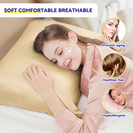 Jaciu 100% Pure Silk Pillowcase, 21 Momme Cushion Cover with Silk on Both Sides, Mulberry Silk Pillow Case with Concealed Zip, Hypoallergenic, Soft, Breathable, for Hair, Skin