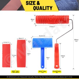 Mardatt Wood Graining Painting Tool Set MS16 MS21 Rubber Empaistic Grain Pattern Roller Painter with Handle, Art Wallpaper Imitation Wood Texture Graining Tool for DIY Wall Room Decoration