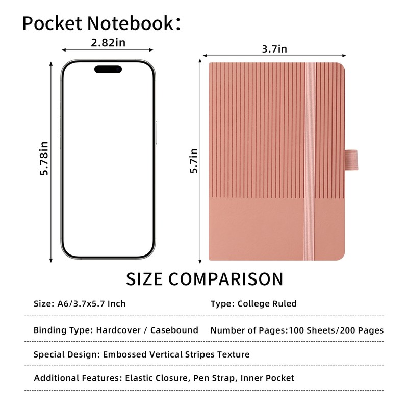 15 Pack Pocket Notebooks Bulk Small Lined PU Leather A6