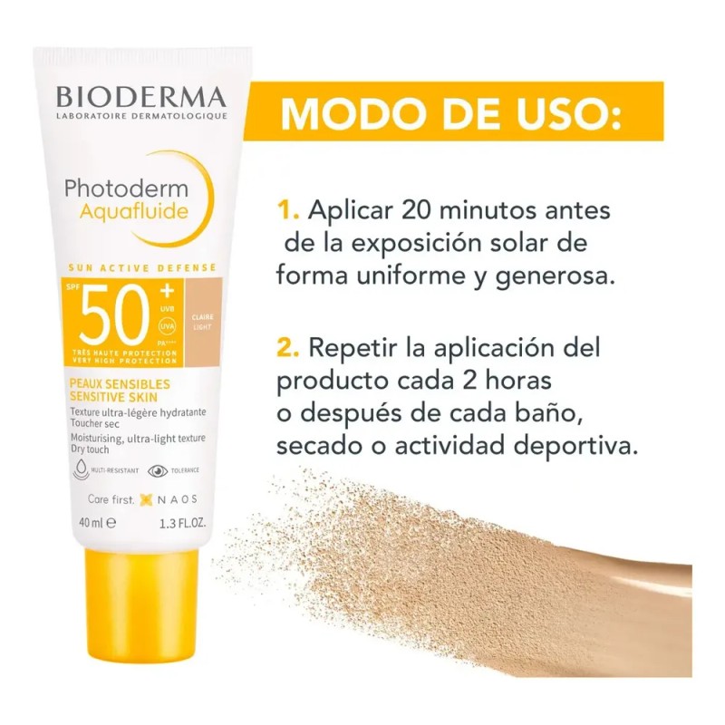 Protector solar Bioderma Photoderm FPS 50 MAX Aquafluide Tono Claro