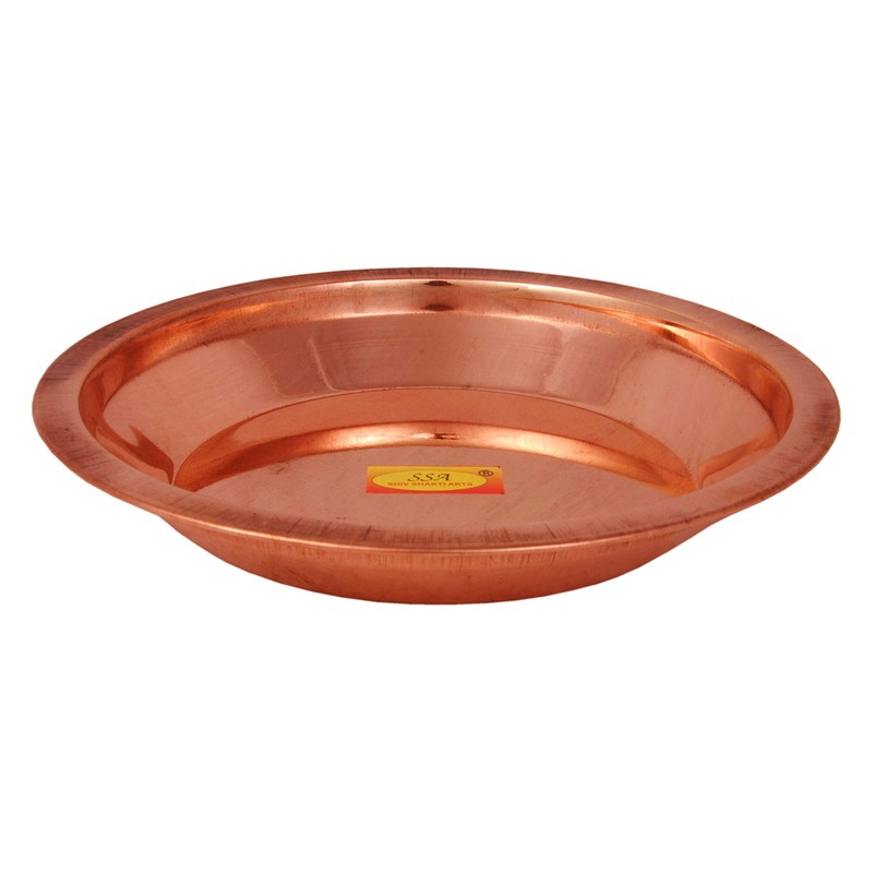 Shiv Shakti Arts® 100% Pure Copper Pooja Thali Plate Taman
