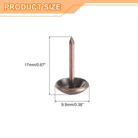 uxcell Upholstery Tacks Nail Pins Furniture, 250Pcs 9.5x17mm Thumb Tack Pins Assortment Kit Carbon Steel for Home Sofa DIY Decorative Nail Heads Nails, Red Bronze