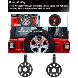 1280 * 720 Pixel Auto Rückansicht Rückfahrkamera Ersatz für Jeep Wrangler Willys Unlimited Sahara Ersatzreifen Rubicon 2007-2015 Parken Rückwärtsfahren Fahrzeugkamera Wasserdicht