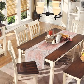 Snycler Table Runner Boho Table Runners Vintage Elegant Farmhouse Table Center Linen Decor for Home Dining Party Entrance (13x108 Inch) Light Pink