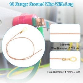 PATIKIL 10 Inch Bare Copper Wire-Copper Grounding Lugs, 20 Pcs Braided Copper Cables with Lug-Copper Connectors Non-Insulated Kit for Lighting Grounding