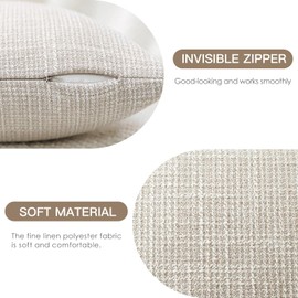 OTOSTAR Pack of 2 Throw Pillow Covers 18x18 Inch Linen Beige Pillowcases Farmhouse Decorative Solid Pillow Covers 45x45 cm Square Cushion Case for Home Decor Sofa Couch Bed (Beige)