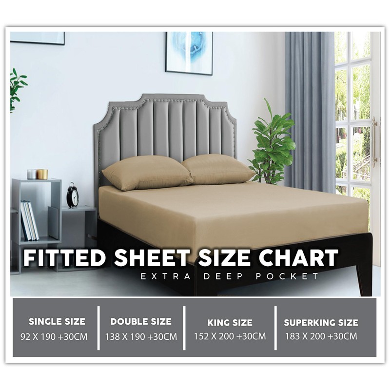 Ev Dekor Fitted Sheet Single, Beige - Deep Pocket Bedsheet