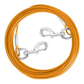 Tie Out Cable for Dogs,10/20/30/50/100FT Dog Leads for Yard Chew Proof,Heavy Duty Tie Out Cable for Large Dogs Up to 125lbs,Dog Runner Tether (Orange, 125Ibs 10ft)