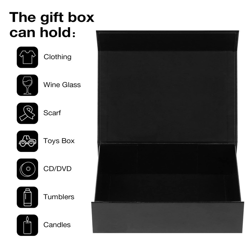 Aimyoo Aimyoo 3 Pack Black Collapsible Gift Box with Magnetic