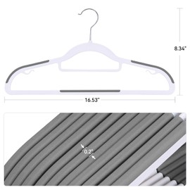 NCXTKJ 30-Pack Plastic Coat Hangers, Non-Slip, Space-Saving, 0.2 Inches Slim, 360° Swivel Hook, Sturdy Clothes Hangers for Suit, White and Dark Gray