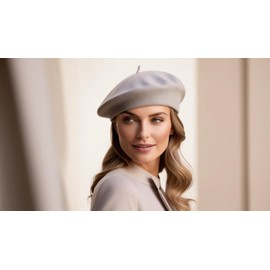Women's Mens Wool Beret Hat - Classic French Style, Warm, and Fashionable Headwear for Fall and Winter - Elegant, Trendy & Comfortable Accessory in Various (Grey)