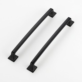 Ravinte 5 Pack Solid 7-1/2 Inch Square Foot Cabinet Arch Pull Kitchen Cabinet Handles Matte Black Cabinet Pulls Black Drawer Pulls Kitchen Cabinet Hardware Handles for Cabinets Cupboard Handles