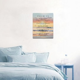 Psalm 23 Wall Art Bible Verse Pictures Wall Decor Christian Scriptures Psalms Canvas Prints Painting Religious Sunset Framed Artwork For Bathroom Bedroom Living Room 16"x20"