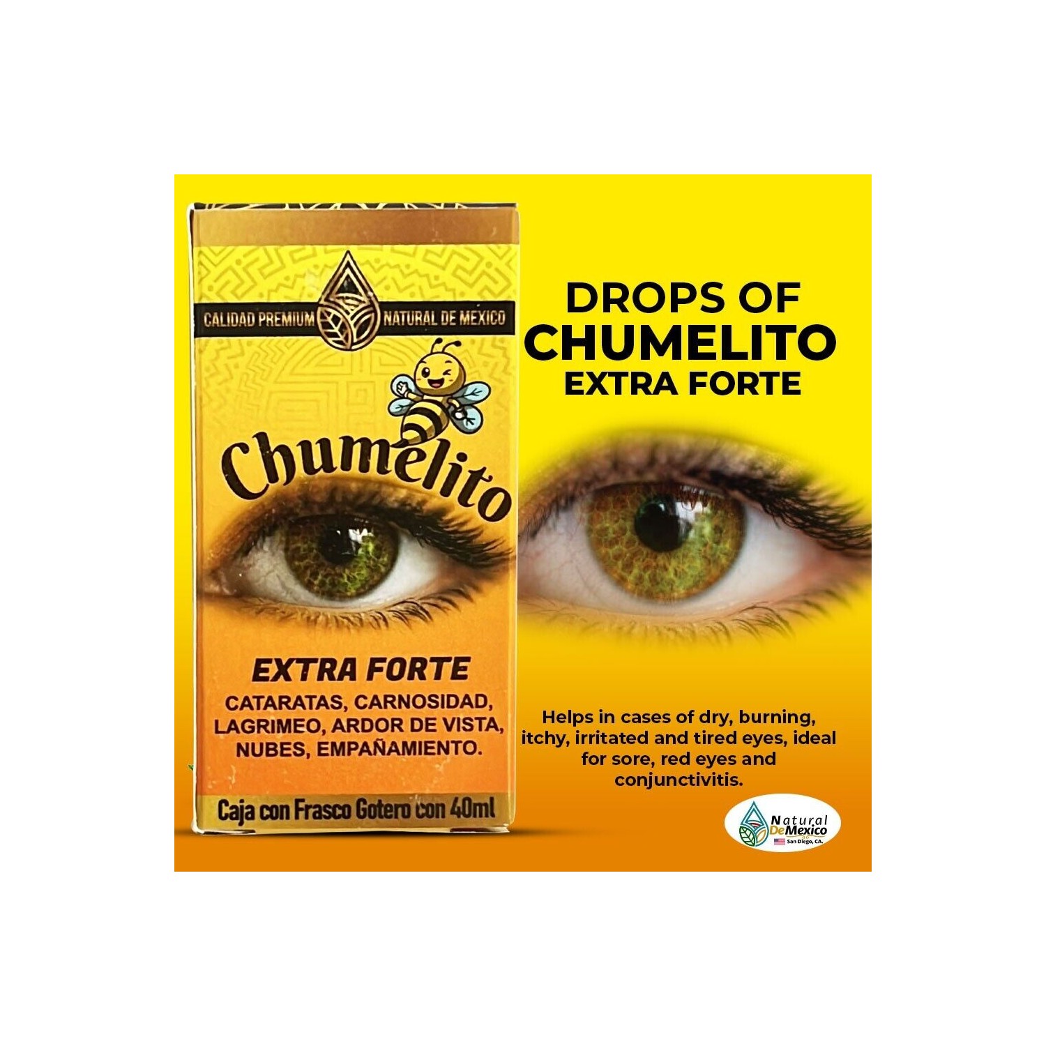 Chumelito Eye Drops 40 ml. Extra Forte Melipona Honey Dry Irritated