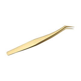Golden Tweezers for Volume Eyelash Extension Precision Tweezers Made of Curved, Pointed Stainless Steel - Individual Tweezers with False Lash Extensions and 3D 6D Volume EMEDA
