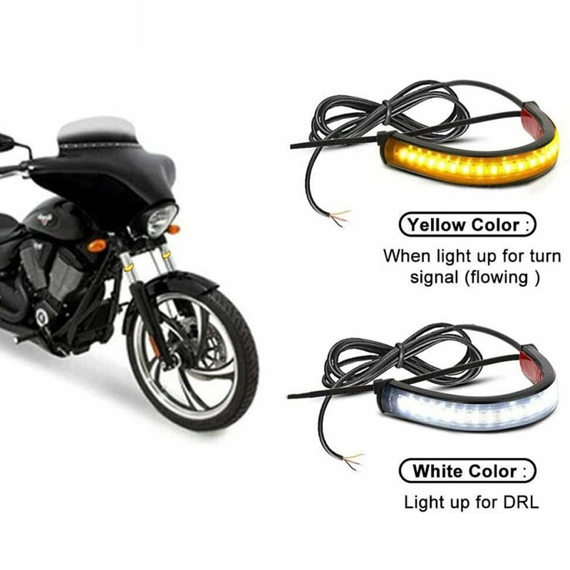 Riloer 2PCS LED Light Bar, Universal Motorcycle Indicator Light Dual