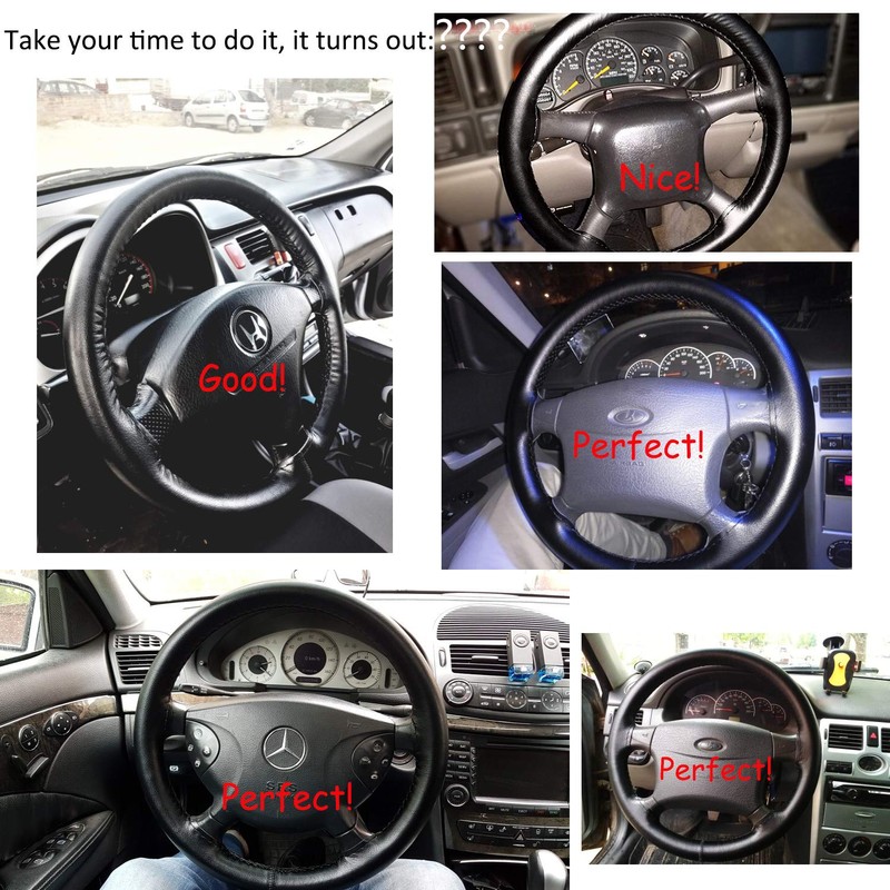 BMLEI Universal Auto Steering Wheel Cover with Top Genuine Leather