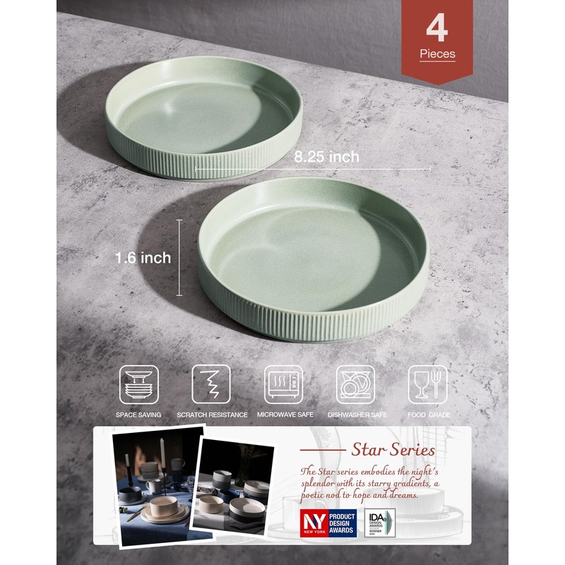 famiware Star 8.25" Pasta Bowls, Large Dinner Bowls Set of