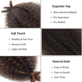 SIXERSI Afro Spring Twist Hair 12 Inches Marley Twist Braiding Hair Extensions T30 Ombre Cuban Twist Marley Hair Island Micro Springy Afro Kinky Twist Crochet Hair Braiding