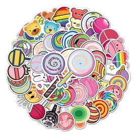 Lollipop Stickers |50 Pcs Colorful Lollipop Candy Waterproof Vinyl Decals for Water Bottles Laptop Refrigerator Luggage Computer Mobile Phone Skateboard Décor