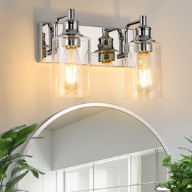 ALAISLYC 2-Light Bathroom Light Fixtures Modern Chrome Vanity Lights for Bathroom Lighting Fixtures Over Mirror for Cabinet Mirror Bedroom Hallway