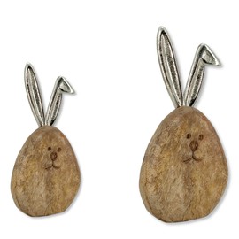 Wooden and Metal Easter Decoration Wooden and Metal Easter Egg with Rabbit Ears - Set Small and Large Easter Eggs Easter Decoration Table Decoration