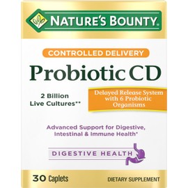 Nature's Bounty Probiotic, Controlled Delivery Dietary Supplement, Delivers Friendly Bacteria to Digestive, and Immune Systems, 30 Caplets